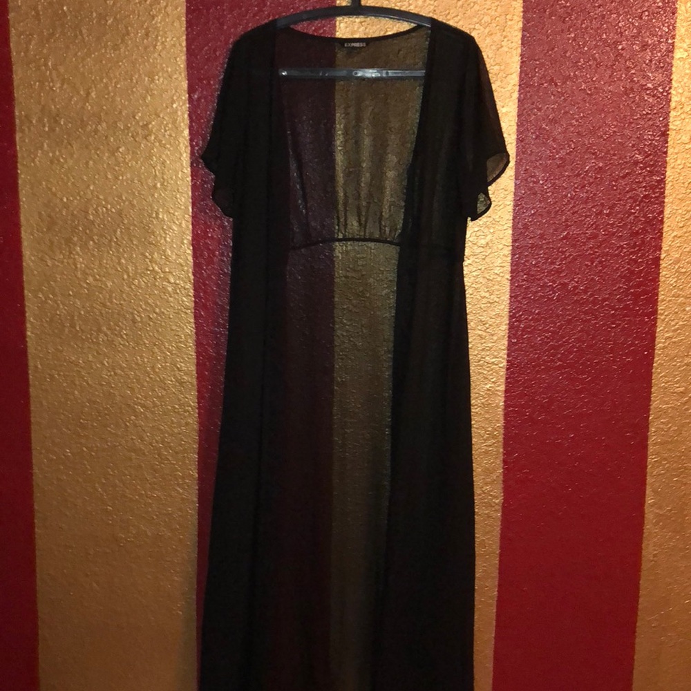 Long chiffon duster cardigan